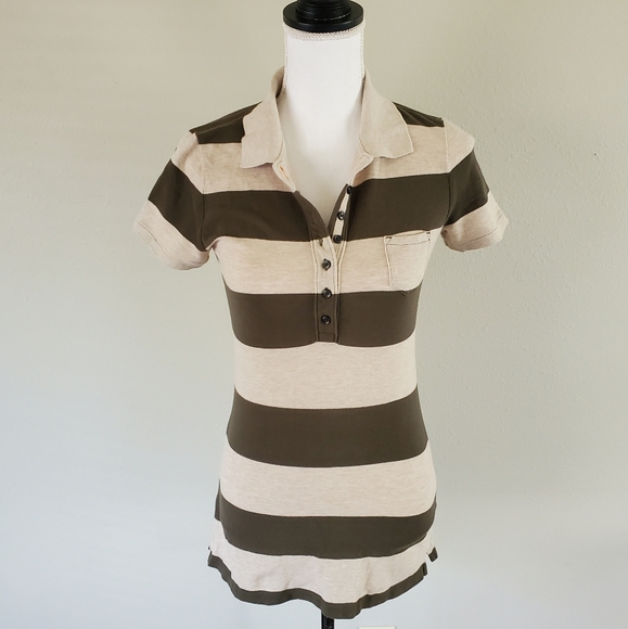 GAP Striped Long Polo Shirt - Size M (EUC) - Picture 4 of 7